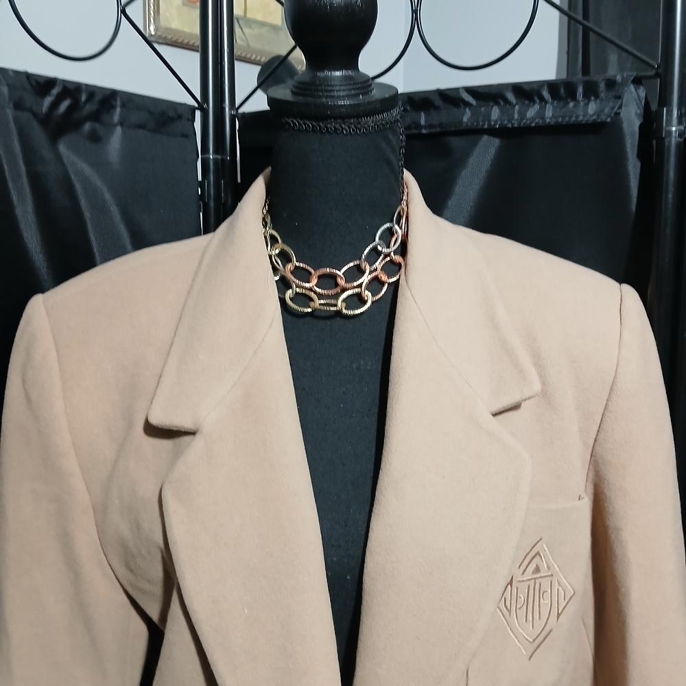 Talbots Wool Cashmere Blend Beige Tan Single-Button Blazer Embroidered Pocket 10 - Picture 3 of 8